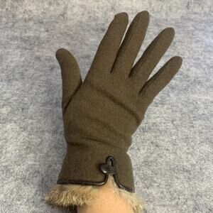 Dillard’s A Touch Of Cashmere Brown Womens One Size Gloves With Real Rabbit Fur